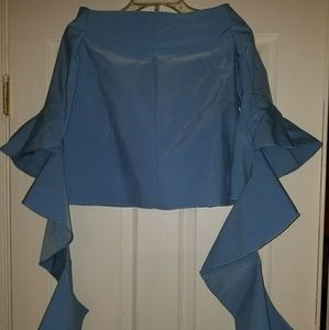 Off the shoulder, powder blue bat wing blouse